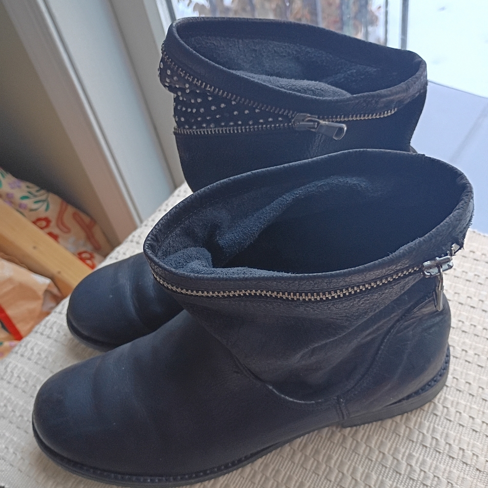 Fiorentini + Baker Black Leather Ankle Boots with Studs.Made In Italy